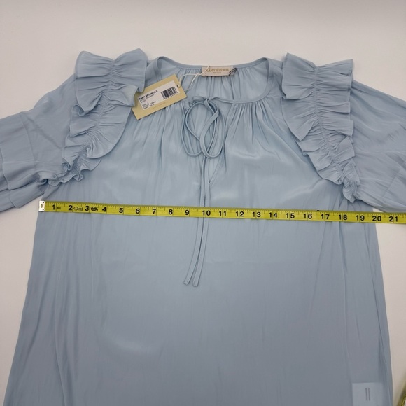 NWT Ramy Brook Women’s Samira Top Ruffled Crystal Blue Blouse Small Coquette - Picture 9 of 13